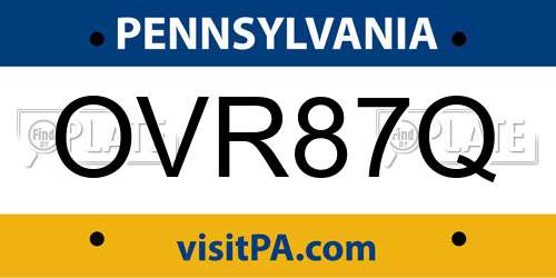 OVR87Q Pennsylvania License Plate