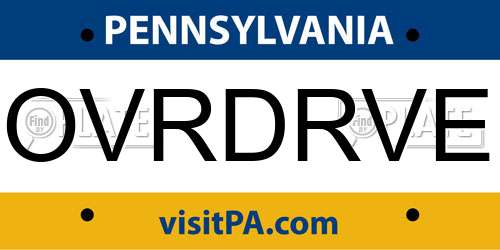 OVRDRVE Pennsylvania License Plate
