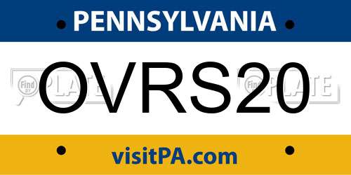 OVRS20 Pennsylvania License Plate