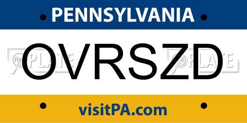 OVRSZD Pennsylvania License Plate