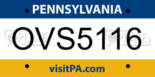 OVS5116 Pennsylvania License Plate