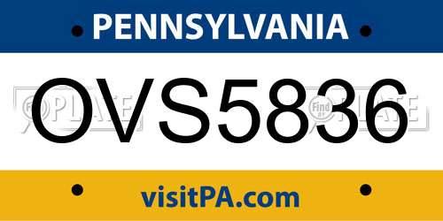 OVS5836 Pennsylvania License Plate
