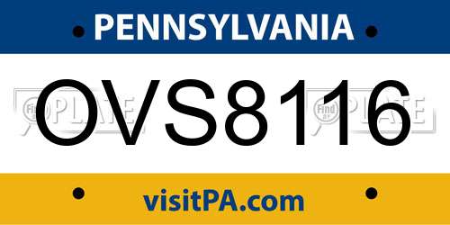 OVS8116 Pennsylvania License Plate