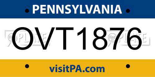 OVT1876 Pennsylvania License Plate
