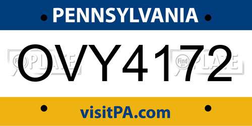 OVY4172 Pennsylvania License Plate