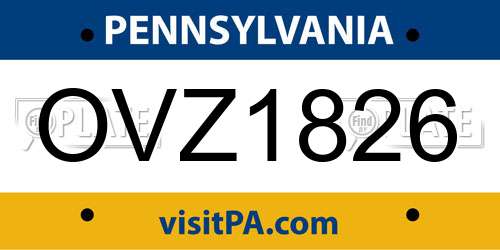 OVZ1826 Pennsylvania License Plate