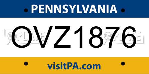 OVZ1876 Pennsylvania License Plate