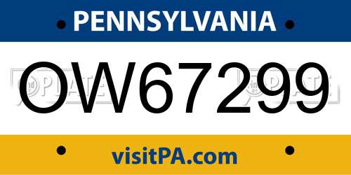 OW67299 Pennsylvania License Plate