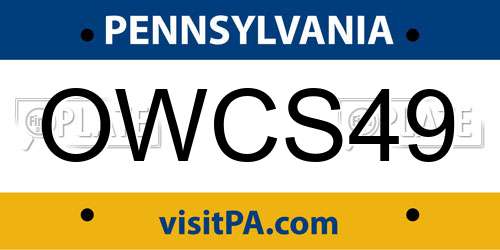 OWCS49 Pennsylvania License Plate