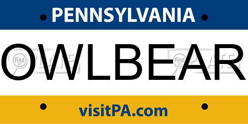 OWLBEAR Pennsylvania License Plate