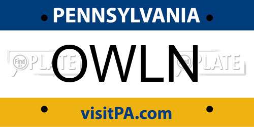 OWLN Pennsylvania License Plate