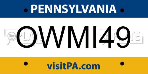 OWMI49 Pennsylvania License Plate