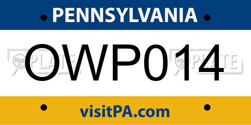 OWP014 Pennsylvania License Plate