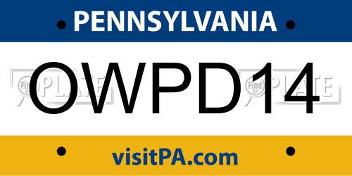 OWPD14 Pennsylvania License Plate