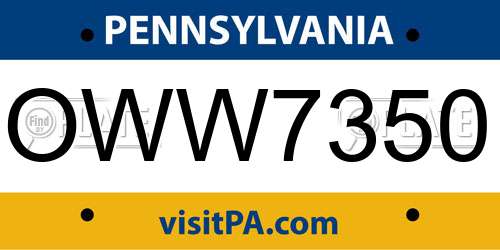 OWW7350 Pennsylvania License Plate