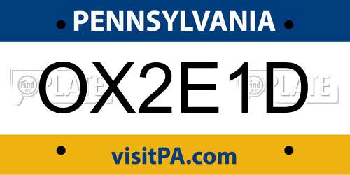 OX2E1D Pennsylvania License Plate