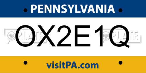 OX2E1Q Pennsylvania License Plate