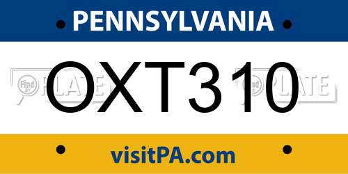 OXT310 Pennsylvania License Plate