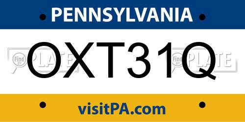 OXT31Q Pennsylvania License Plate