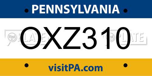 OXZ310 Pennsylvania License Plate