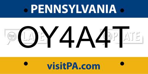 OY4A4T Pennsylvania License Plate