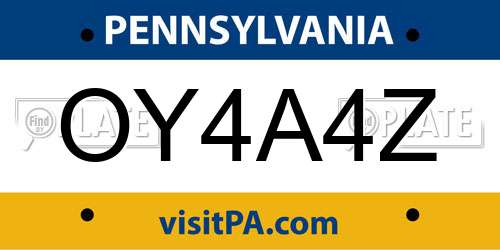 OY4A4Z Pennsylvania License Plate