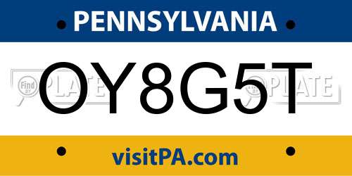 OY8G5T Pennsylvania License Plate