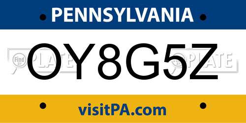 OY8G5Z Pennsylvania License Plate