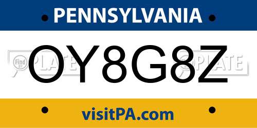 OY8G8Z Pennsylvania License Plate
