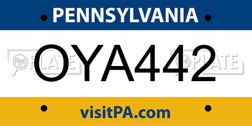 OYA442 Pennsylvania License Plate