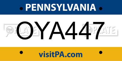 OYA447 Pennsylvania License Plate