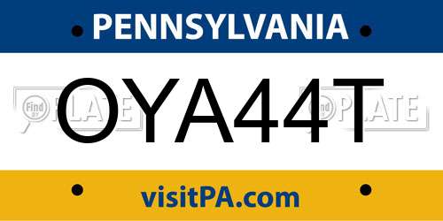 OYA44T Pennsylvania License Plate