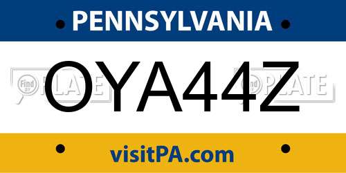 OYA44Z Pennsylvania License Plate