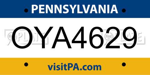 OYA4629 Pennsylvania License Plate