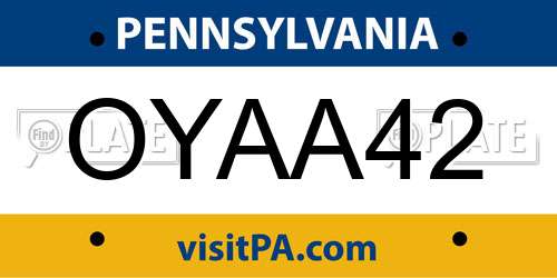 OYAA42 Pennsylvania License Plate