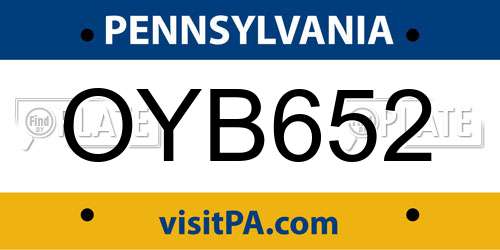 OYB652 Pennsylvania License Plate