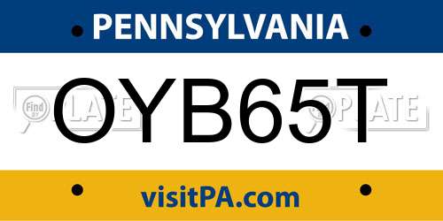 OYB65T Pennsylvania License Plate
