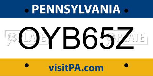 OYB65Z Pennsylvania License Plate