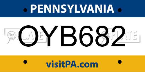 OYB682 Pennsylvania License Plate