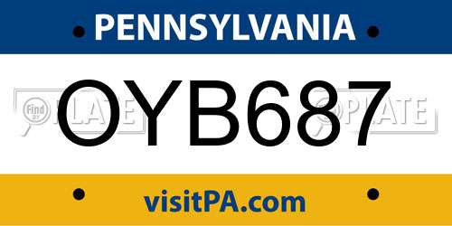 OYB687 Pennsylvania License Plate