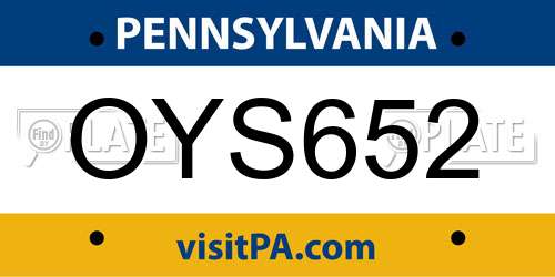OYS652 Pennsylvania License Plate