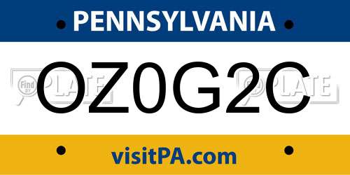 OZ0G2C Pennsylvania License Plate