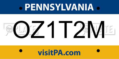 OZ1T2M Pennsylvania License Plate