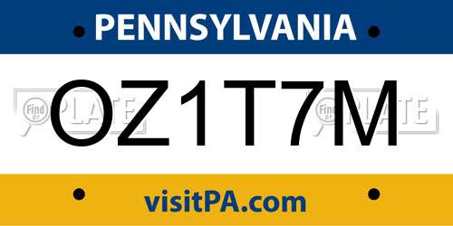 OZ1T7M Pennsylvania License Plate