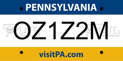 OZ1Z2M Pennsylvania License Plate