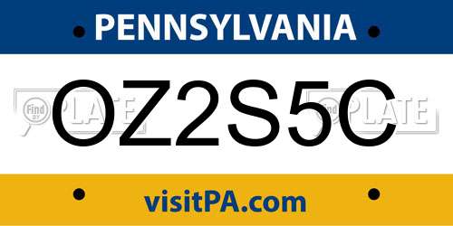 OZ2S5C Pennsylvania License Plate