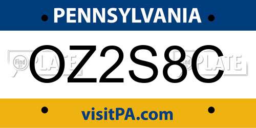 OZ2S8C Pennsylvania License Plate