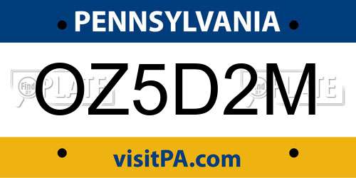 OZ5D2M Pennsylvania License Plate