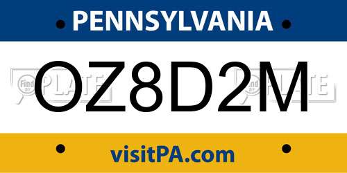 OZ8D2M Pennsylvania License Plate