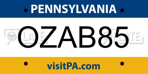 OZAB85 Pennsylvania License Plate